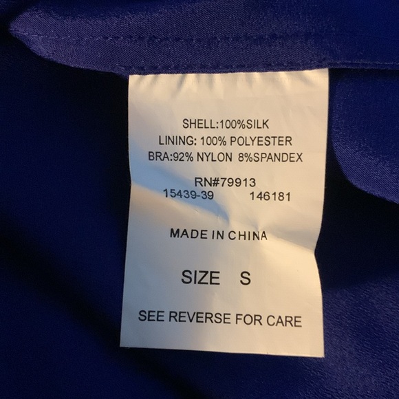 NWT Mimi Maternity Silk High-Neck Sleeveless Dress in Cobalt Blue- S-Pockets! - Picture 4 of 5